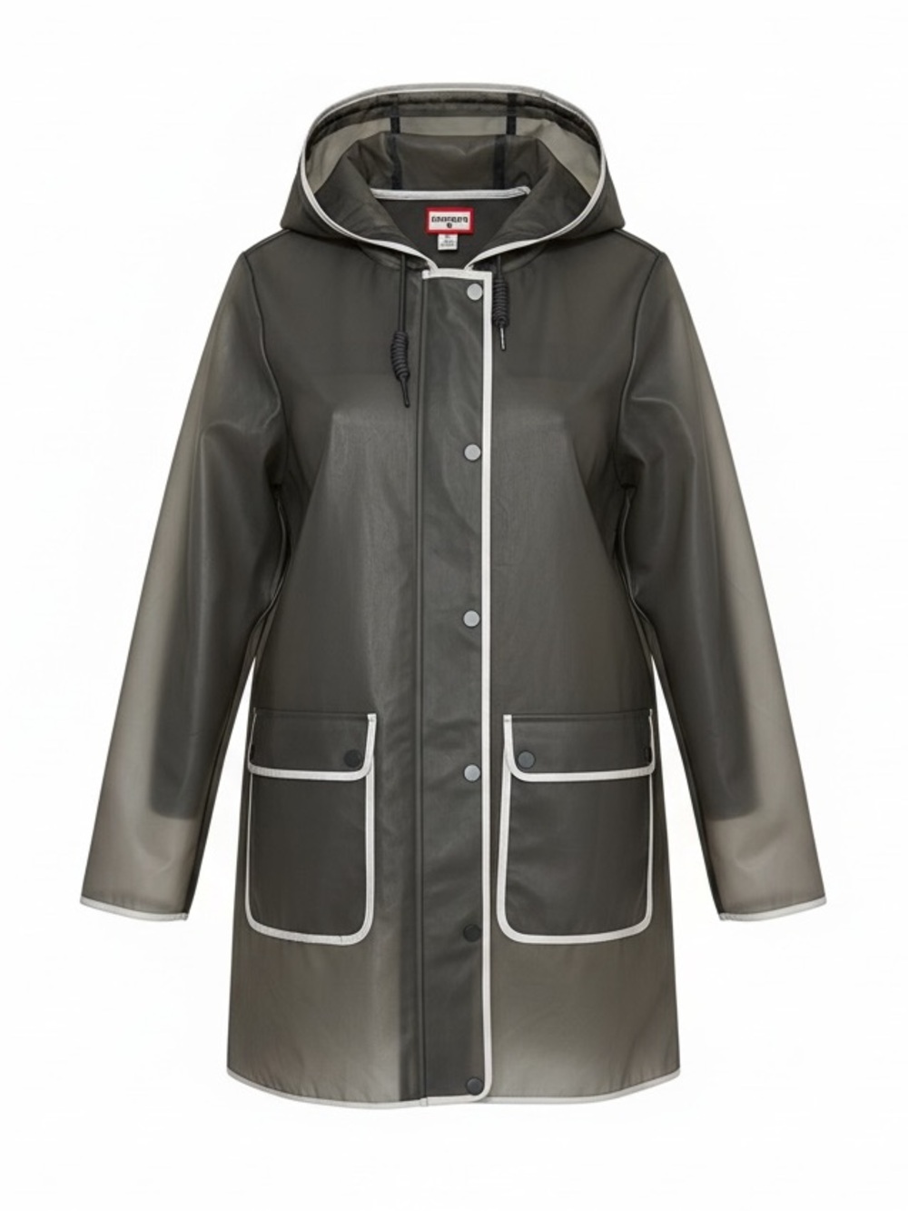 Hunter Slate Hooded Raincoat with White Contrast Trim
